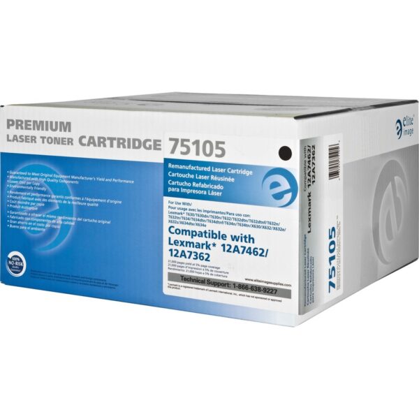 Elite Image Remanufactured Laser Toner Cartridge - Alternative for Lexmark 12A7462 - Black - 1 Each - Image 2