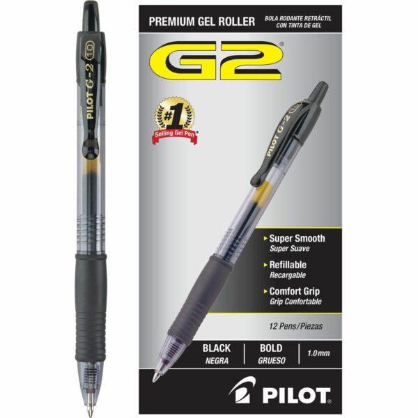 A black and yellow pen next to a box of pencils.