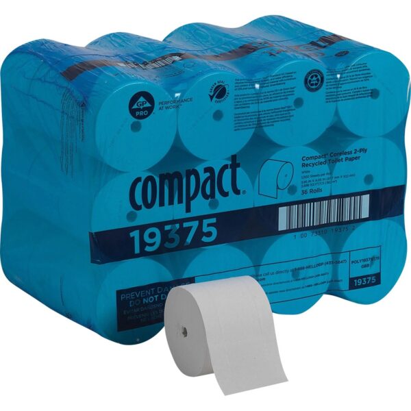 Compact Coreless Recycled Toilet Paper