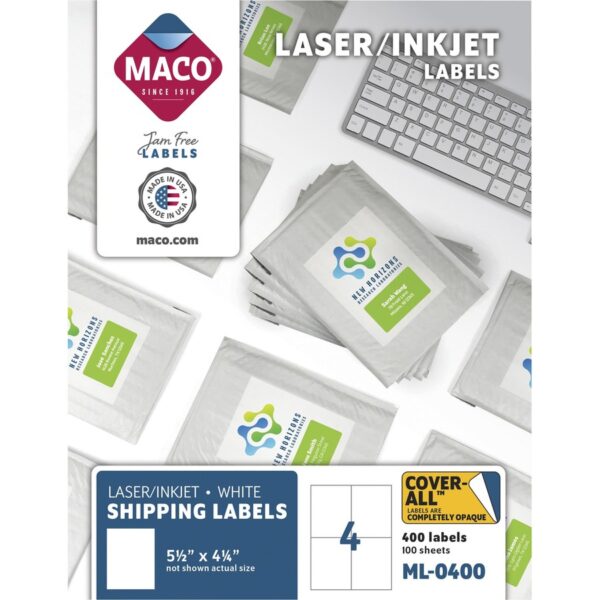 Maco White Shipping Labels