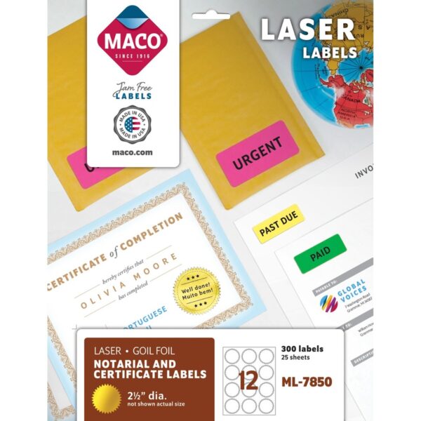 Maco Round Gold Foil Laser Labels