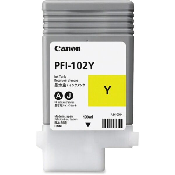 Canon PFI-102Y Original Inkjet Ink Cartridge - Yellow - 1 Each