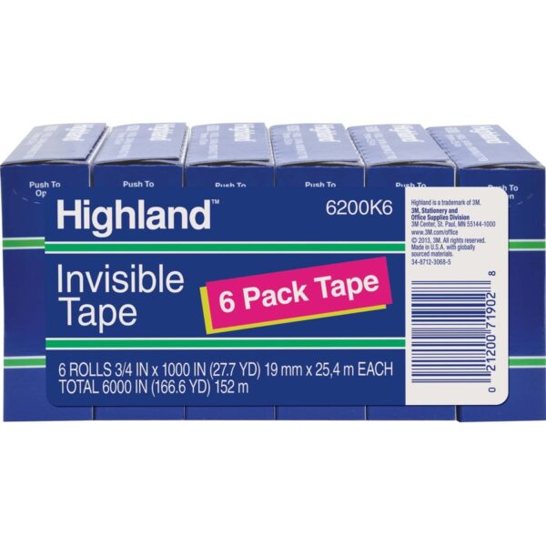 Highland 3/4"W Matte-finish Invisible Tape