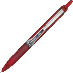 A red pen with silver tip and black ink.