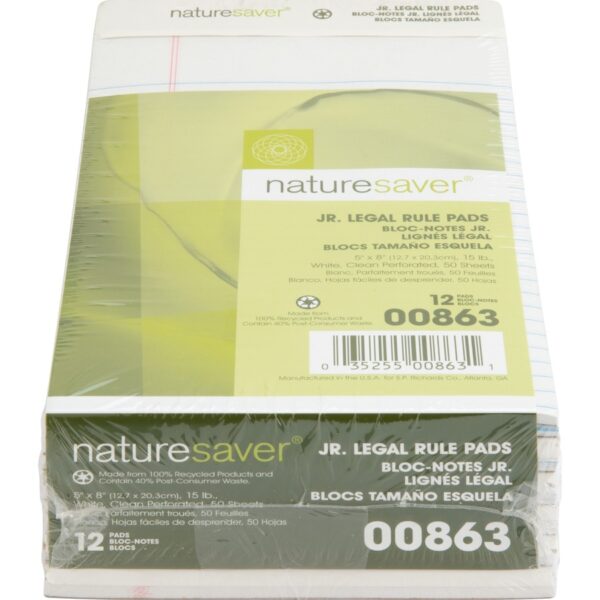 Nature Saver 100% Recycled White Jr. Rule Legal Pads - Jr.Legal - Image 2