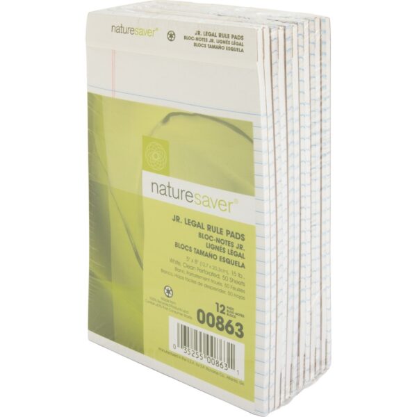 Nature Saver 100% Recycled White Jr. Rule Legal Pads - Jr.Legal - Image 3