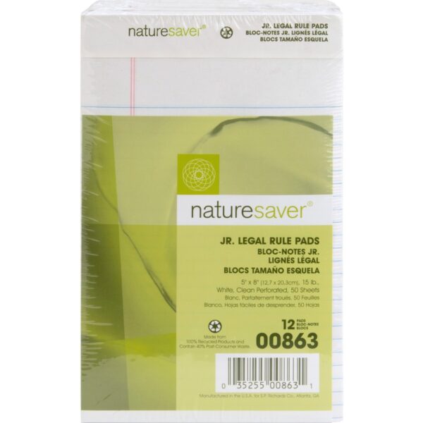 Nature Saver 100% Recycled White Jr. Rule Legal Pads - Jr.Legal - Image 4