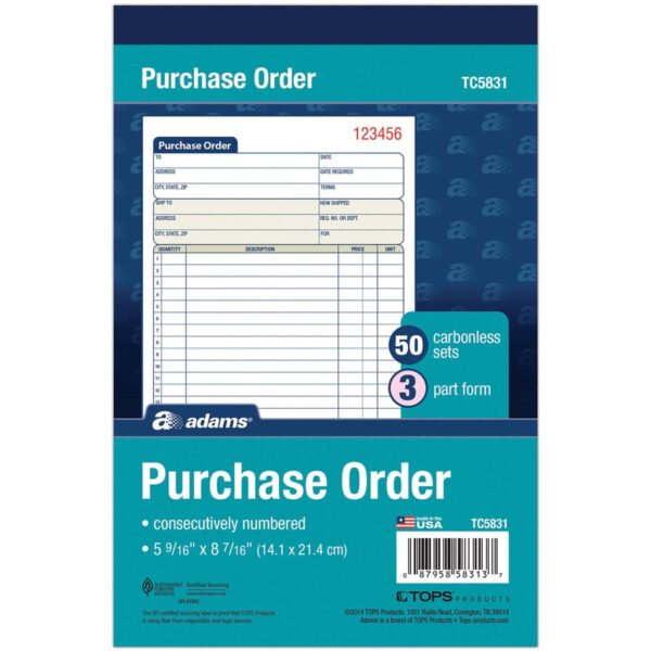 Adams 3-Part Carbonless Purchase Order Forms - Image 2