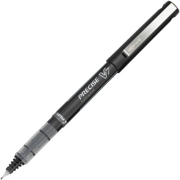 A black and silver pen with a white tip.