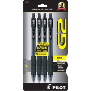 A package of pilot g 2 pens with black ink.