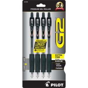 A package of pilot g 2 gel pens with black ink.