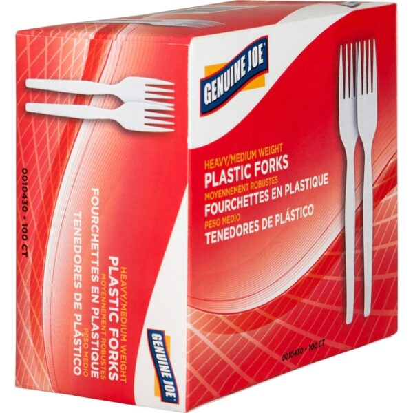 Genuine Joe Heavyweight White Plastic Forks - Image 2