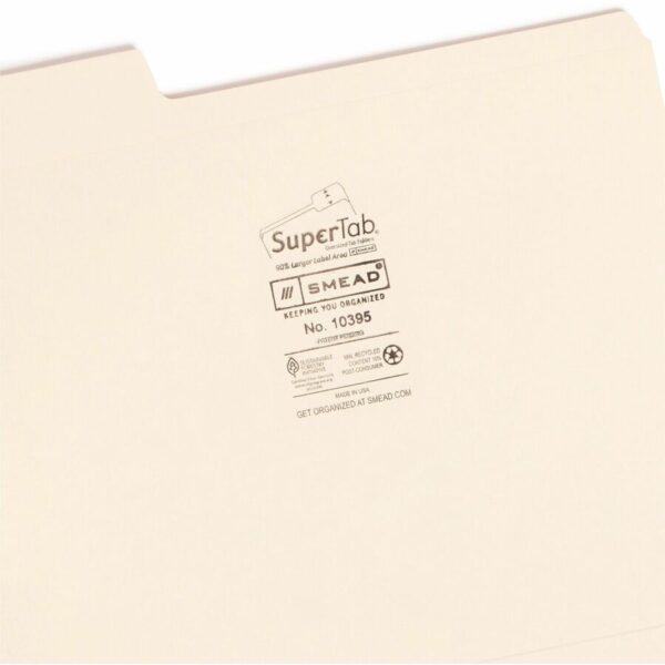 Smead SuperTab 1/3 Tab Cut Letter Recycled Top Tab File Folder - Image 4