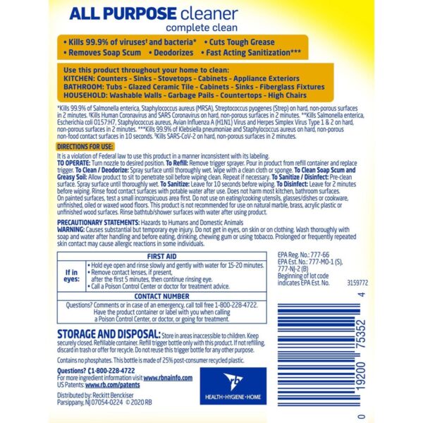 Lysol Lemon All Purpose Cleaner - Image 2