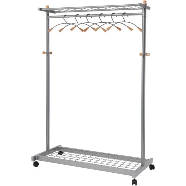 Alba 2-shelf Mobile Chrome Coat Rack