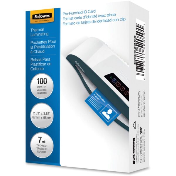 Fellowes Punched ID Card Glossy Thermal Laminating Pouches