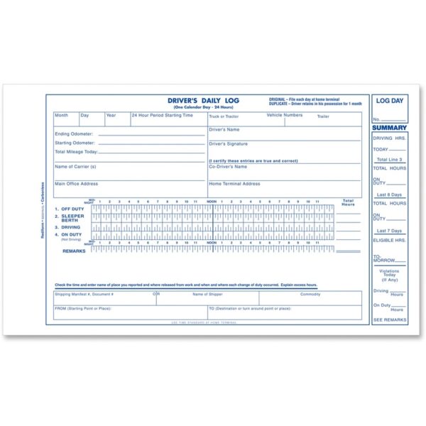 Rediform Carbonless 2-part Driver's Daily Log Book