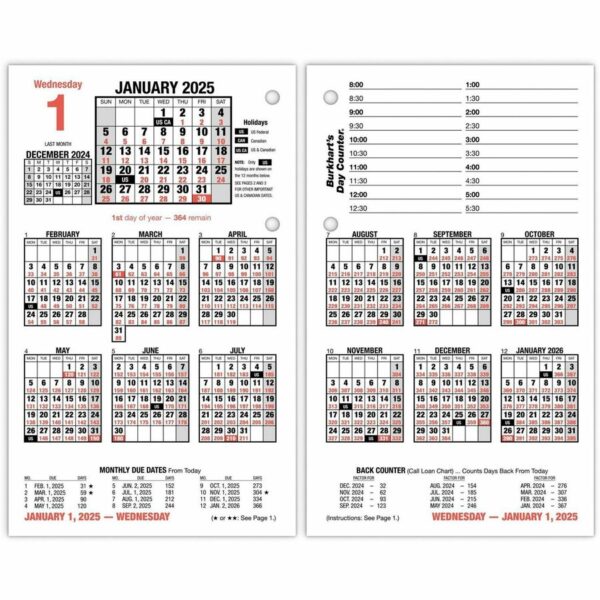 At-A-Glance Burkhart's Day Counter Loose-Leaf Desk Calendar Refill