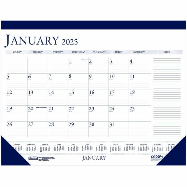 House of Doolittle Blue/Gray Print Monthly Desk Pad