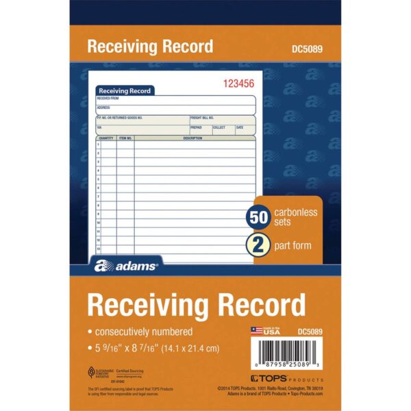 Adams Carbonless Receiving Record Book - Image 2