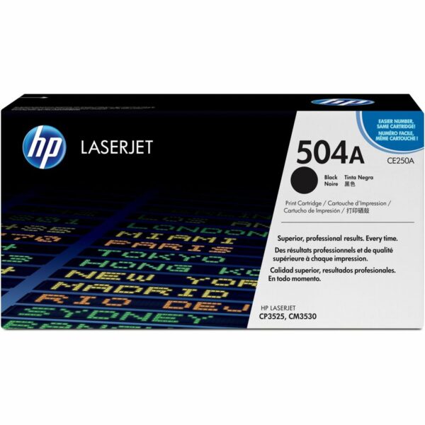 HP 504A (CE250A) Original Laser Toner Cartridge - Single Pack - Black - 1 Each