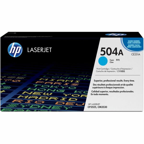 HP 504A (CE251A) Original Standard Yield Laser Toner Cartridge - Single Pack - Cyan - 1 Each