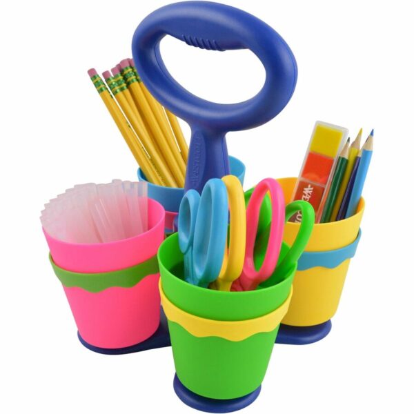 Westcott Teachers Scissors Caddy with 24 pieces 5" Kids Anit-Microbial Blunt Scissors