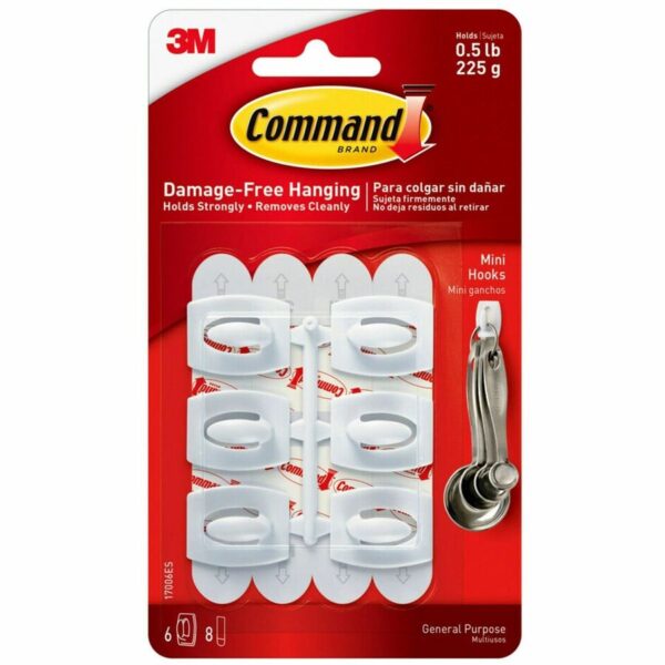 Command Mini White Hooks with White Strips