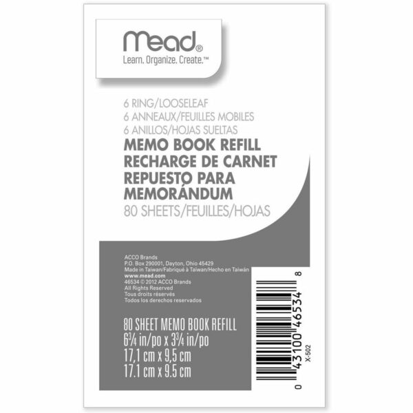 Mead Memo Book Refill Pages