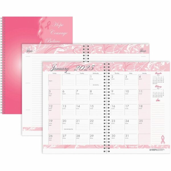 House of Doolittle BCA Pink Cover Monthly Wirebound Journal