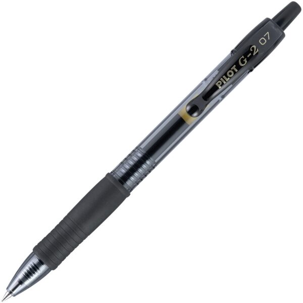 A black pen with a yellow stripe on it.