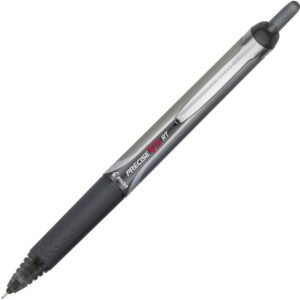 A black and silver pen with a red marker.