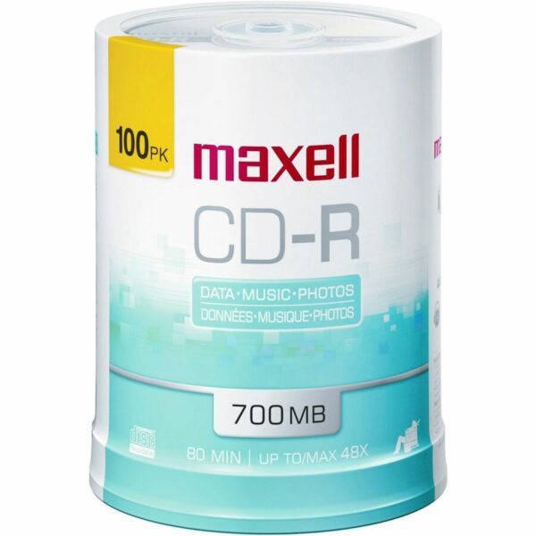 Maxell CD Recordable Media - CD-R - 48x - 700 MB - 100 Pack Spindle - White