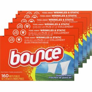 A bunch of bounce dryer sheets sitting on top of each other.