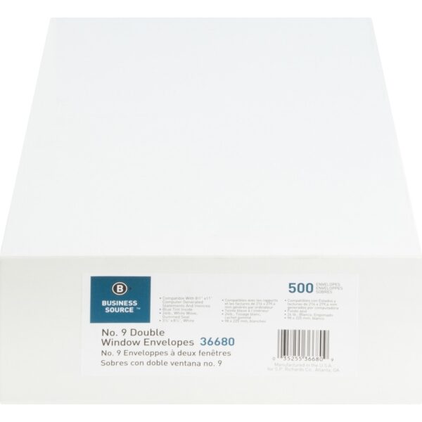 Business Source No. 9 Double Window Invoice Envelopes - Image 2