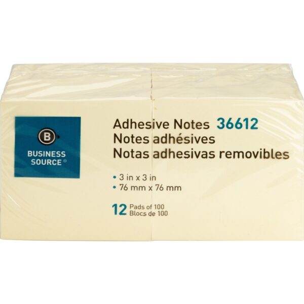 Business Source Yellow Repositionable Adhesive Notes - Image 4