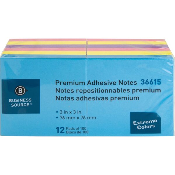 Business Source 3x3 Extreme Colors Adhesive Notes - Image 4