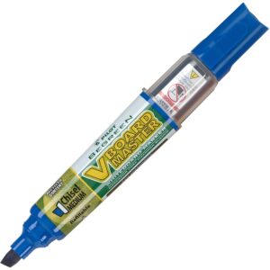 A blue marker with a black tip.