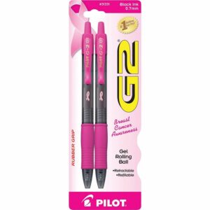 A package of pink and black pens.