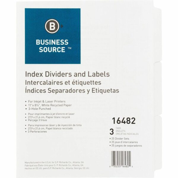 Business Source 3-Hole Punched Laser Index Tabs