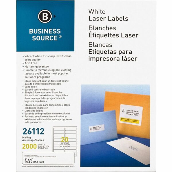 Business Source Bright White Premium-quality Address Labels