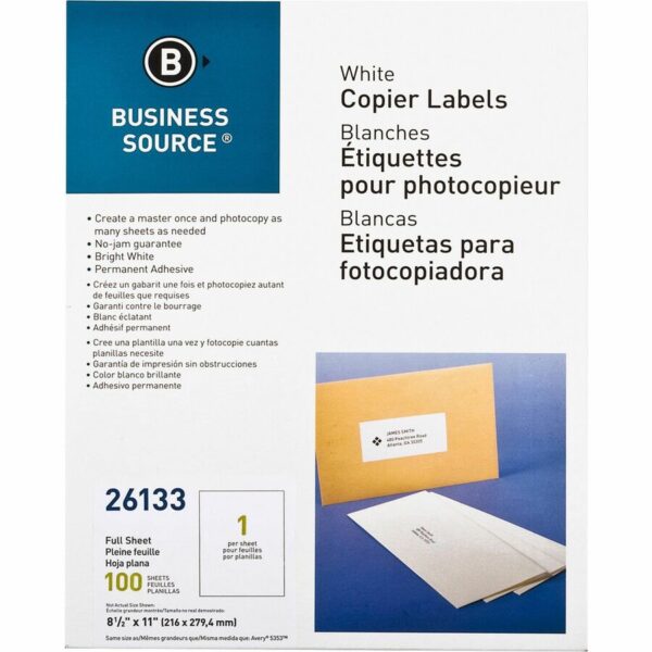 Business Source 8-1/2"x11" Copier Labels