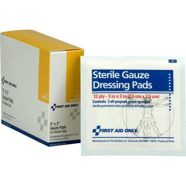 First Aid Only 3"x3" Gauze Pads Dispenser Box