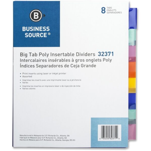 Business Source 3-Hole Poly Insert Index Dividers - Image 2