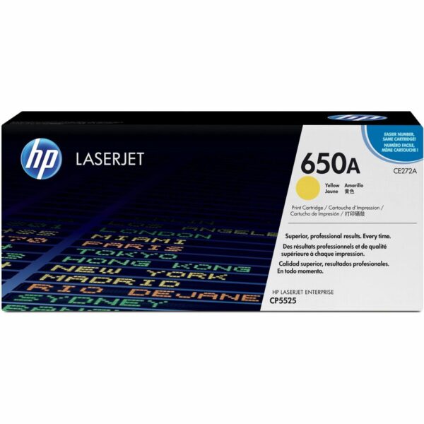 HP 650A (CE272A) Original Laser Toner Cartridge - Single Pack - Yellow - 1 Each