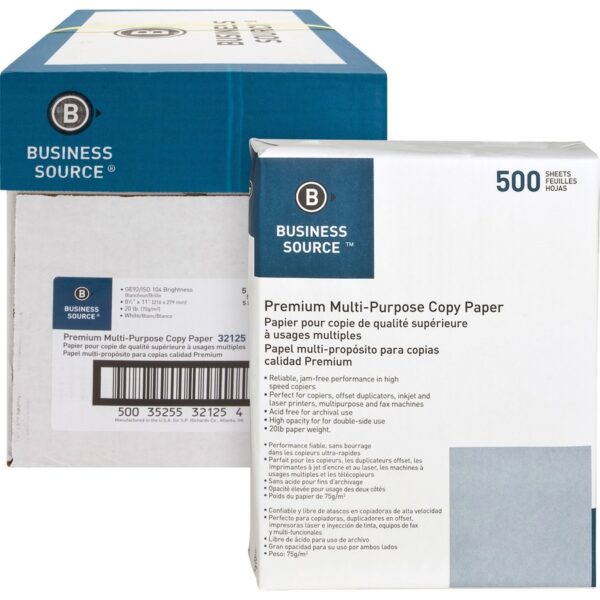 Business Source Premium Multipurpose Copy Paper - White