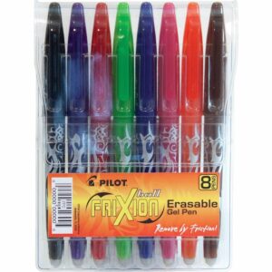 A set of eight pilot frixion erasable pens.