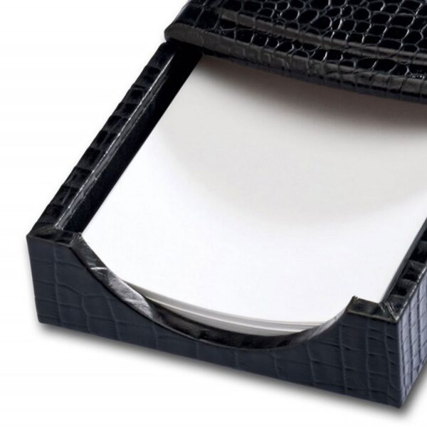 Dacasso Crocodile Embossed Black Leather Memo Holder - Image 3