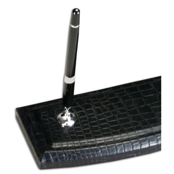 Dacasso Crocodile Embossed Black Leather Pen Stand - Image 2