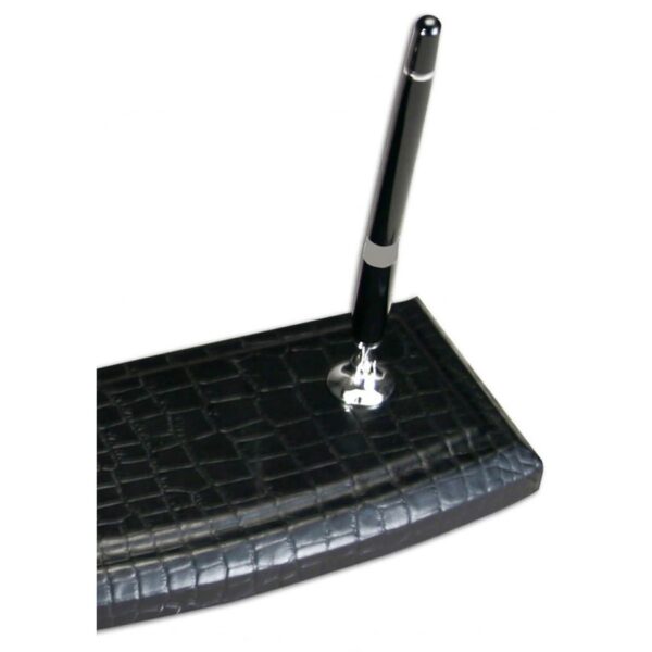 Dacasso Crocodile Embossed Black Leather Pen Stand - Image 3